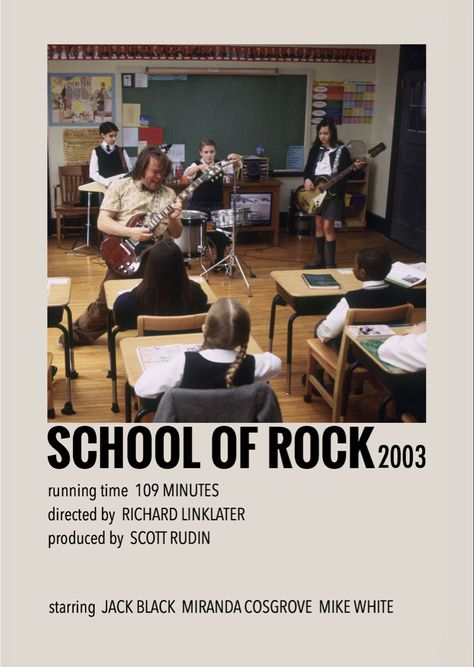 Minimalistic/polaroid movie poster by me School Of Rock Polaroid Poster, School Of Rock Movie Poster, School Of Rock Summer, School Of Rock Aesthetic, School Of Rock Poster, School Of Rock Movie, The School Of Rock, Most Paused Movie Scenes, Movie Card