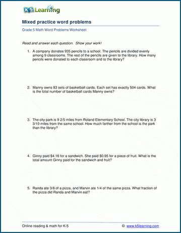 Mixed word problem worksheets for grade 5. Includes the basic operations (addition, subtraction, multiplication, division), fractions, decimals, LCM / GCF and variables. Mixing different types of word problems encourages students to read and think about the questions, rather than simply recognizing a pattern to the s Math Story Problems, Multiplication Word Problems, Addition Words, Addition Word Problems, Learning Reading, Math Problem Solving, Word Problem, Word Problem Worksheets, Alphabet Writing