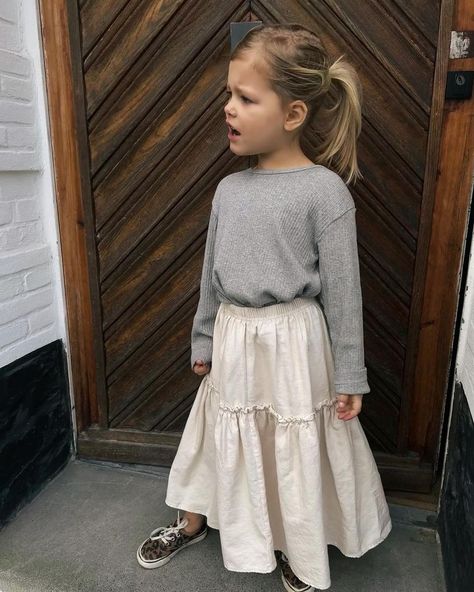 Kids Long Skirts, Georgia Style, Parker Outfit, Daughter Fashion, Outfit Modest, Mother Daughter Fashion, Fit Skirt, Rib Top, Skirts For Kids