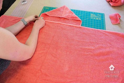 How To Sew A Hooded Towel, Towel With Hood Diy, Sew Hooded Towel, Hooded Beach Towels For Kids Diy, How To Make Hooded Towels For Kids, Diy Bathrobe From Towels, Infant Hooded Towel Diy, Hooded Towel Tutorial Free Pattern, Diy Hooded Towel Kids