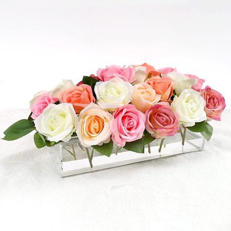 Clear Acrylic Flower Vase Rectangular Floral Centerpiece for Dining Table,Floral Arranger Rectangle Decorative Modern Vase Long Rectangle Acrylic Flower Holder Flower Vases for Home Decor Wedding, Bridal shower, baby shower, engagement, birthday, anniversary, gender reveal Acrylic Flower Vase, Centerpiece For Dining Table, Star Centerpieces, Clear Vases, Flower Arrangements Simple, Book Flowers, Dining Table Centerpiece, Home Decor Wedding, Acrylic Flower