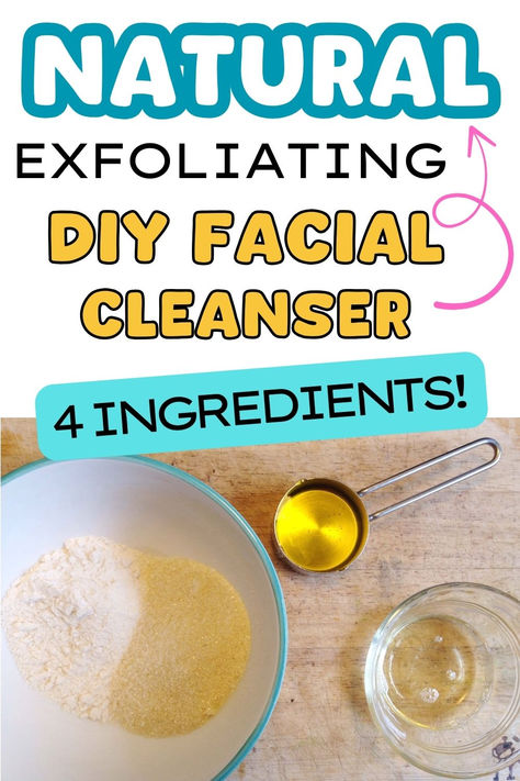 This natural DIY lipid based exfoliating facial cleanser is ideal for all skin types. It gently removes dirt, scrubs excess oil and makeup from pores, preparing the skin for follow up with toners and/or serums. This facial cleanser is incredibly easy to make, with only four ingredients that all can be found at the grocery store or maybe even your pantry! If you're looking for a homemade facial cleanser with ingredients sugar, apricot kernal oil, rice flour, and castile soap this one's for you! Facial Cleanser Recipe, Cleanser Recipe, Homemade Facial Scrub, Diy Facial Cleanser, Homemade Facial Cleanser, Exercise And Mental Health, Homemade Facial, Essential Oils For Pregnancy, Oil Based Cleanser