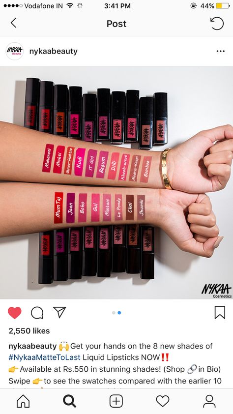 Nykaa Lipstick Shades, Nykaa Lipsticks, Engagement Hairstyle, Maybelline Matte Ink, Beginner Makeup Kit, Liquid Lipstick Swatches, Lip Color Shades, Lip Collection, Matte Lipstick Shades