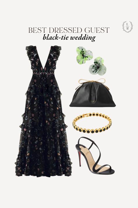 Attending to a black tie wedding? This stunning dress makes you shine at the evening event. Get ready to turn heads and dance the night away in style! 💃👔🥂 Wedding guest dress. Wedding guest outfit idea. Black Tie Wedding Guest Dress Spring Formal, Black Tie Garden Wedding Guest Dress, Black Tie Spring Wedding Guest Dress, Black Wedding Guest Dress Summer, Spring Black Tie Wedding Guest Dress, Black Tie Summer Wedding Guest, Black Tie Wedding Guest Dress Spring, Summer Black Tie Wedding Guest Dress, Black Tie Wedding Guest Dress Summer