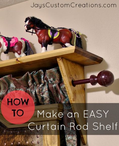 Curtain Rod Shelf, How To Projects, Kreg Jig Projects, Wooden Storage Shelves, Diy Curtain Rods, Window Shelves, Wood Curtain, Kreg Jig, Woodworking Toys