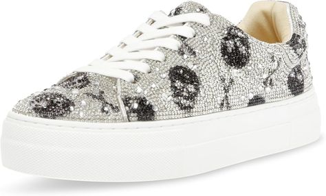 Amazon.com | Betsey Johnson Women's Sidny Sneaker, Skulls, 7 | Fashion Sneakers Sparkly Sneakers, Skull Shoes, Blue By Betsey Johnson, Shoes Tennis, Best Dress, Rhinestone Shoes, Trainers Fashion, Betsy Johnson, Lacing Sneakers