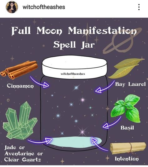 Manifestation Jar, Simple Manifestation, Full Moon Spells, Manifestation Spells, Witchcraft Spells For Beginners, Moon Magick, Moon Spells, Spells For Beginners, Witch Rituals