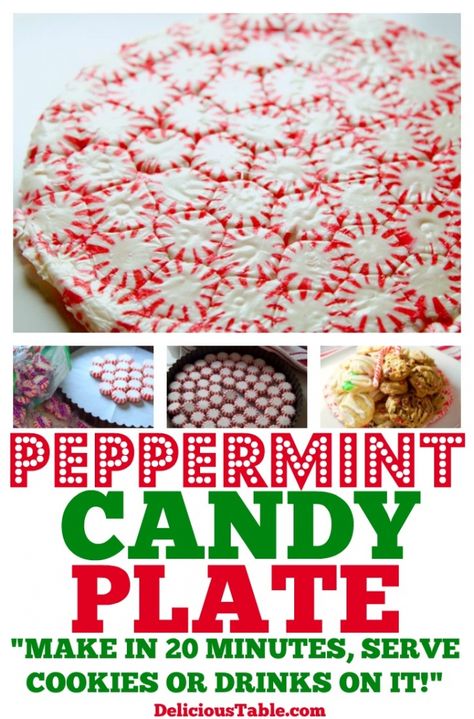 Peppermint Candy Plate for Christmas: DIY in 20 Minutes Peppermint Bowl How To Make, Peppermint Plates, Peppermint Candy Tray, Simple Holiday Appetizers, Homemade Holiday Gift Ideas, Christmas Cookie Plate, Christmas Morning Brunch, Festive Holiday Desserts, Holiday Appetizers Christmas