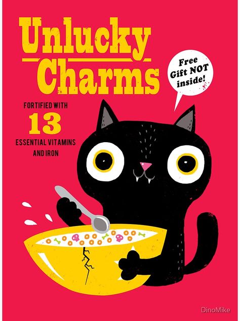 "Unlucky Charms" Sticker by DinoMike | Redbubble Cat Posters, Lithograph Print, Fashion Poster, Acrylic Wall Art, Kids Prints, Charm Gift, Trademark Fine Art, Abstract Print, Wood Print