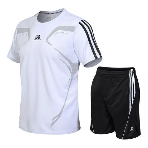 Mens Football Plain T-Shirts Shorts Jogging Running Gym Sports Fitness Tracksuit | eBay Pct Shirt, Summer Suits Men, Sports Wear Fashion, Collar Fashion, Tracksuit Men, Roppongi, Short Men, Tennis Shirts, Traje Casual