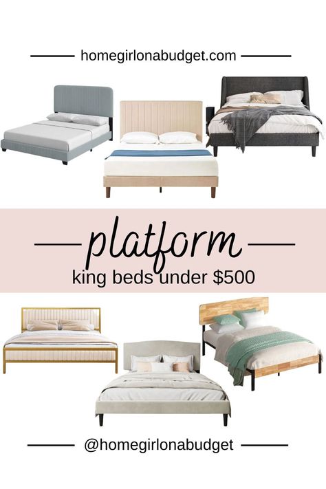 Platform Bed Curved Headboard, Inexpensive Platform Bed, Platform Bed King, Platform Bed With Headboard, Hygge Platform Bed, Low Profile King Bed, Low King Bed, Bedroom Platform Bed, King Platform Bed With Headboard