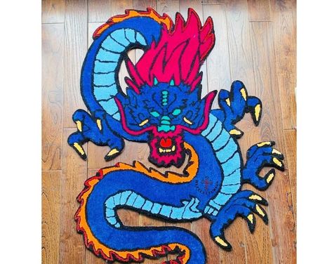 HYPECULTURECo - Etsy Dragon Carpet, Dragon Rug, Kid Friendly Rugs, Tufting Diy, Symbol Of Power, Tiger Rug, Homemade Home Decor, Animal Rug, Rug Wall Hanging