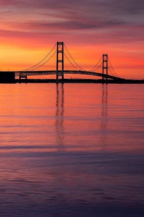 I Grew Up In Michigan | mackinac bridge Michigan | Facebook Mackinaw Bridge, Michigan Road Trip, Bridge Painting, Michigan Vacations, Mackinac Bridge, Michigan Travel, Mackinac Island, Upper Peninsula, Travel Illustration