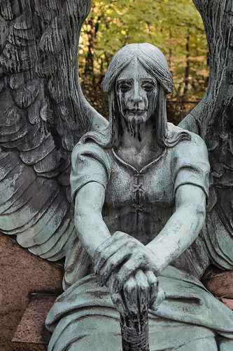 Haserot Angel | by Steve Fixel Weeping Angel Statue, Haserot Angel, Art Bizarre, Weeping Angel, Angel Statue, Rennaissance Art, Cemetery Art, Black Tears, Greek Sculpture