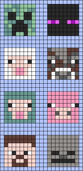 Alpha pattern #171161 | BraceletBook Enderman Crochet Pattern, Crochet Creeper Pattern, Minecraft Alpha Pattern, Minecraft Crochet, Minecraft Pig, Crochet Graphs, Graph Crochet, Minecraft Games, Crochet Clothing