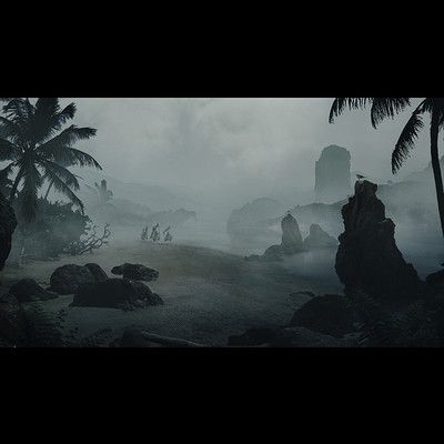 ArtStation - Foggy Island Creepy Island, Creepy Island Aesthetic, Mysterious Island, Foggy Island, Fantasy Fields, Creepy People, Scifi City, Cat Island, Magic Island