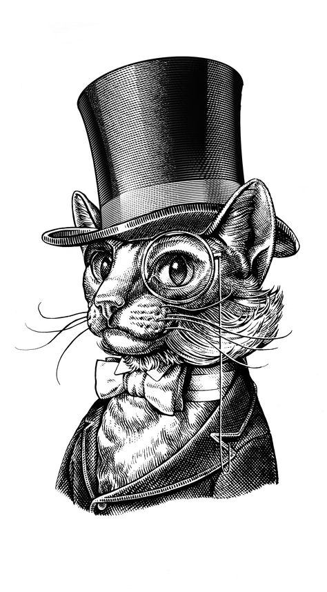 Victorian Illustration, Engraving Illustration, White Drawing, Spine Tattoos, Art Tattoos, Black And White Drawing, Ink Illustrations, Pen Art, Cat Tattoo