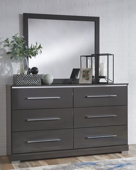 Steelson Dresser and Mirror, Gray Grey Dresser With Mirror, Mirrors Design, Mirrored Bedroom Furniture, Grey Dresser, Dresser And Mirror, Dresser Set, Dresser Design, Dressing Table Design, Dresser Sets