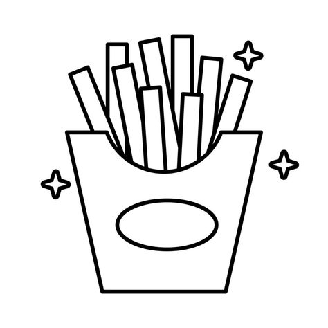 delicious french fries fast food line style icon French Fries Drawing Easy, How To Draw French Fries, French Fries Vector, French Fry Drawing, French Fries Tattoo, French Fries Drawing, French Fries Logo, Fast Food Drawing, Fries Drawing