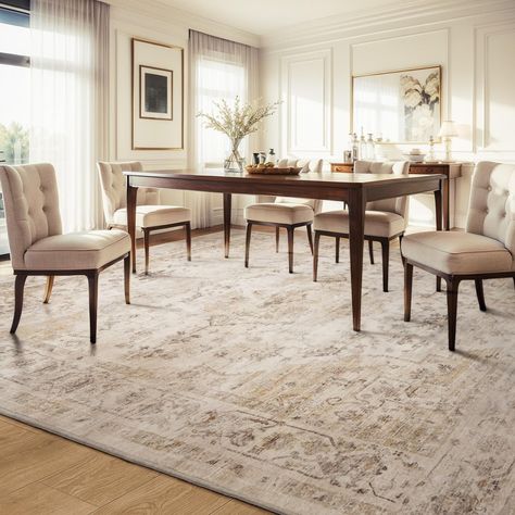 #diningroomrug #diningroomdecor #arearug 9x12 Rugs, Beige Rugs, Rug For Dining Room, Rug 9x12, 9x12 Area Rugs, Vintage Living Room, Rug 8x10, 9x12 Rug, Soft Beige