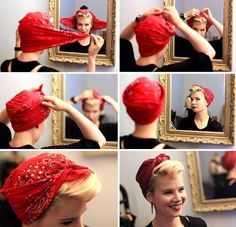 9⃣ Hair Scarf Tutorial 🎀 - Musely Stile Pin Up, Hair Scarf Tutorial, Cabelo Pin Up, Head Scarfs, Makeup Tip, Rockabilly Hair, Scarf Tutorial, Hair Scarf Styles, Pin Up Hair