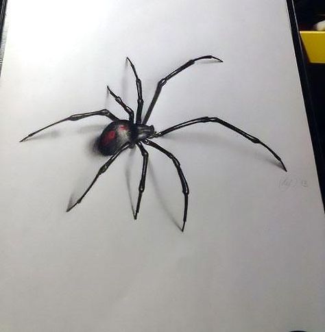 Great and scary 3D black widow. Style: Realistic. Color: Black. Tags: Best, 3D, Amazing, Scary, Great 3d Spider Tattoo, Black Widow Tattoo, Human Heart Drawing, 3d Pencil Drawings, Spider Drawing, Scary Drawings, Black Widow Spider, Spider Tattoo, Cowgirl Art