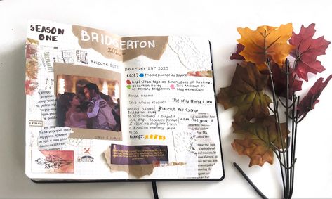 Bridgerton Journal Spread, Bridgerton Bullet Journal, Bridgerton Scrapbook, Bridgerton Journal, Dark Academia School, Book Journaling, Academia School, Film Journal, Journal Spreads