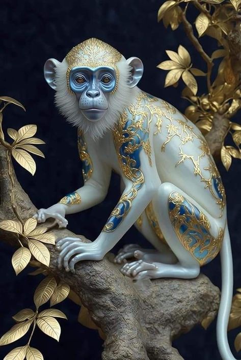 Chinese New Year Monkey, Jungle Animals Pictures, Myths & Monsters, Wal Art, Mythical Creatures Fantasy, Spirit Animal Art, Kinds Of Animals, Monkey Art, Mythical Animal