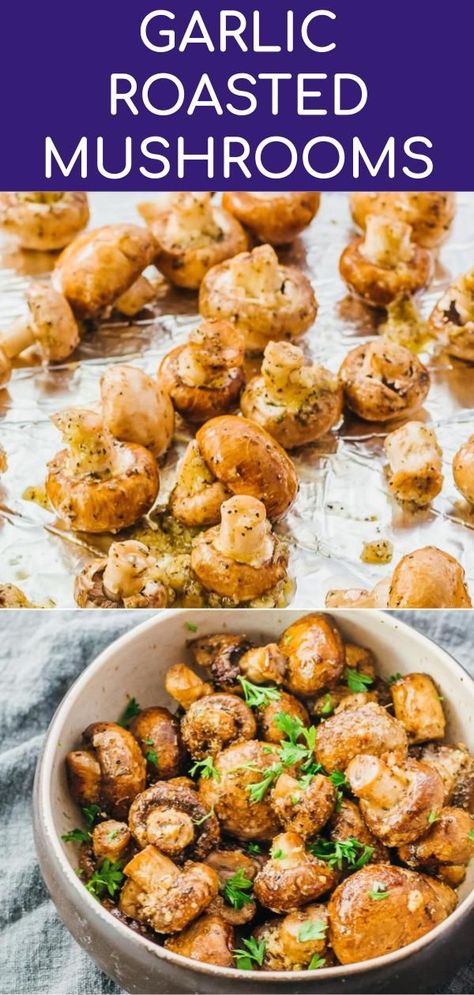 These awesome garlic roasted mushrooms with balsamic vinegar are baked in the oven and perfect as a simple but delicious side dish. Great for holidays like Thanksgiving. It's a healthy recipe, low carb and keto friendly, and easy to make vegan or paleo by skipping the parmesan cheese. You can add extra flavors like thyme, rosemary, or oregano. Click the pin for the recipe! #healthy #healthyrecipes #lowcarb #keto #ketorecipes #glutenfree #vegetarian #thanksgiving Garlic Roasted Mushrooms, Pescatarian Diet, Pescetarian Recipes, Recipe Low Carb, Healthy Thanksgiving Recipes, Vegetarian Thanksgiving, Resep Diet, Healthy Thanksgiving, Roasted Mushrooms