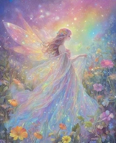 Flower Dress Art, Fairy Pictures, Fairy Artwork, Gems Art, Cute Fairy, Fairy Princess, Angel Pictures, Fairytale Art, Beautiful Fairies