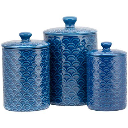 Free Shipping on orders over $35. Buy 10 Strawberry Street Ocean 3 Piece Canister Set, Navy Blue at Walmart.com Navy Kitchen Accessories, Navy Blue Kitchen Decor, Blue Kitchen Canisters, Cobalt Blue Kitchens, Apartment Concept, 3 Piece Kitchen Canister Set, Blue Kitchen Accessories, Tea Coffee Sugar Canisters, Blue Vases