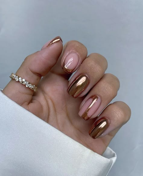 Classy Nails, Chrome Nails, This Year, Nail Designs, Nail Polish, Nails, Pink, Gold