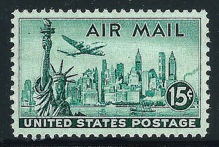 Reserved Custom order for Jaime .. Vintage Unused US Postage Stamp .. 15c New York City Skyline Airmail Stamp Scott# C35 by TreasureFox on Etsy Usa Stamps, Liberty New York, Fort Pierce, Old Stamps, New York City Skyline, Rare Stamps, Postage Stamp Art, Vintage Postage Stamps, Vintage Postage