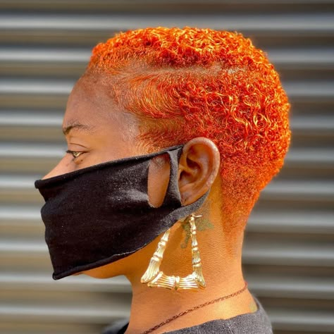 Orange Twa Natural Hair, Ginger Tinted Hair, Short Ginger Hairstyles, Bald Baddie, Tinted Hair, Natural Short Cuts, Low Cut Hairstyles, Big Chop Natural Hair, Fade Haircut Curly Hair