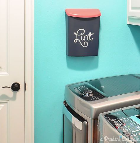 This is a great idea - make a wall mounted lint bin next to the dryer! Trash Can Ideas, Lint Bin, Small Laundry Space, Can Ideas, Laundry Room Hacks, Outdoor Box, Laundry Closet, Small Laundry Rooms, Small Laundry Room