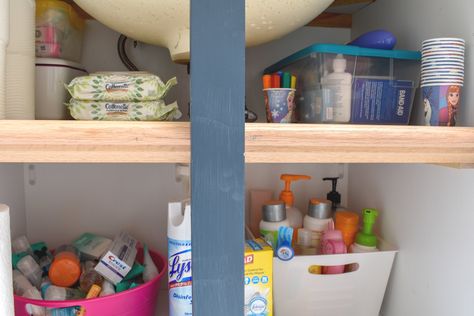 Organizing Projects for under $20 - Zucchini Sisters Under Cabinet Bathroom Storage, Affordable Decorating Ideas, Organizers Diy, Cabinet Bathroom Storage, Under Sink Shelf, Under Bathroom Sink, Bathroom Organizing, Cheap Organization, Bath Sink