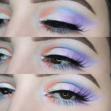 Blue And Purple Eyeshadow Looks, Easter Makeup Ideas, Blue And Purple Eyeshadow, Purple Eyeshadow Looks, Pastel Makeup, Easter Makeup, Pastel Easter, Morphe Brushes, Unicorn Costume