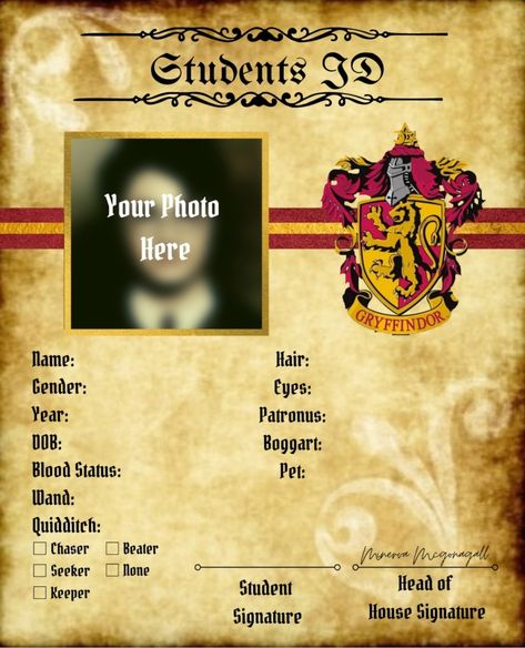 Hogwarts Student Id, Hogwarts Id, Gryffindor Student, Harry Potter Ticket, Hp Wallpaper, Gacha Background, Harry Potter Stickers, Student Id, Fred And George Weasley