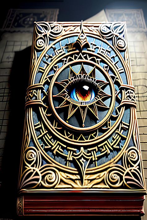 Step into a world of mystery and intrigue as you explore the ancient realm of magic through the pages of an ornate and intricate old tome spell book. The eye sigil symbol holds the key to unlocking its ancient secrets. Ornate Books, Dnd Oc, Ancient Books, Dragon Eye, Spell Book, Shop Art, Book Pages, Art Shop, Prince