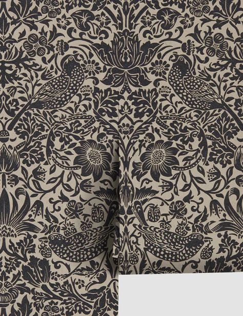 Black Pattern Peel And Stick Wallpaper, Mudroom 2023, Pattern Glossary, Morris And Co Wallpaper, Montreal Wallpaper, Strawberry Thief Wallpaper, Thief Wallpaper, Black And White Floral Wallpaper, Traditional Backdrop