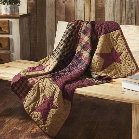 ICYMI: Connell Quilted Throw 50x60 Cozy Bedroom Bedding, Warm And Cozy Bedroom, Ranch Aesthetic, Rustic Quilts, Country Primitive Decor, Primitive Star, Cabin Vibes, Farmhouse Rustic Decor, Primitive Design