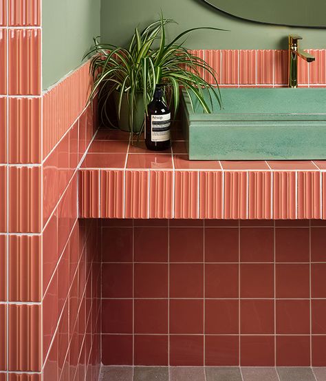 Tunstall Ceramic Coral Gloss - SALE ON Fluted Brick, Brick Dimensions, Victorian Aesthetics, Ceramic Coral, Shaped Tiles, Indoor Tile, Large Format Tile, Brick Tiles, Victorian Design