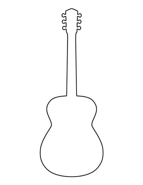 Acoustic guitar pattern. Use the printable outline for crafts, creating stencils, scrapbooking, and more. Free PDF template to download and print at http://patternuniverse.com/download/acoustic-guitar-pattern/ Guitar Template, Guitar Outline, Guitar Crafts, Guitar Patterns, Music Crafts, Guitar Art, Art Template, Applique Patterns, Scroll Saw