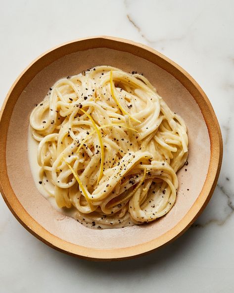 5-ingredient pasta al limone is the... - Bon Appétit Magazine Lemon Pasta Recipes, Lemon Cream Sauces, Lemon Pasta, Weeknight Dinner Recipe, Creamy Pasta, Most Popular Recipes, Pasta Recipe, Cream Sauce, Popular Recipes