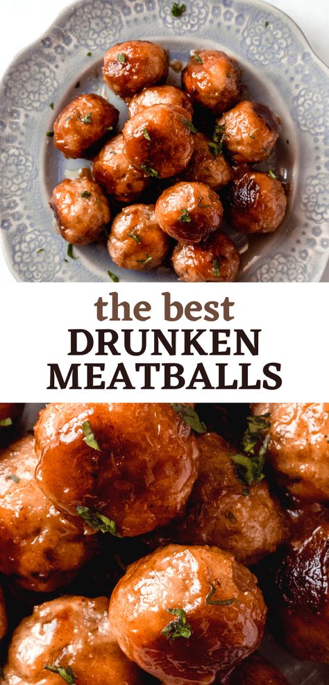 Drunken Meatballs with Beer Sauce Recipe Turkey Meatballs Bbq Sauce, Food With Beer Recipes, Beer Dinner Recipes, Drunken Meatballs Crock Pots, Beef Meatball Appetizer Recipes, Beer Meatballs Crockpot, Best Party Meatballs, Homemade Meatball Appetizer Recipes, Fun Meatball Recipes