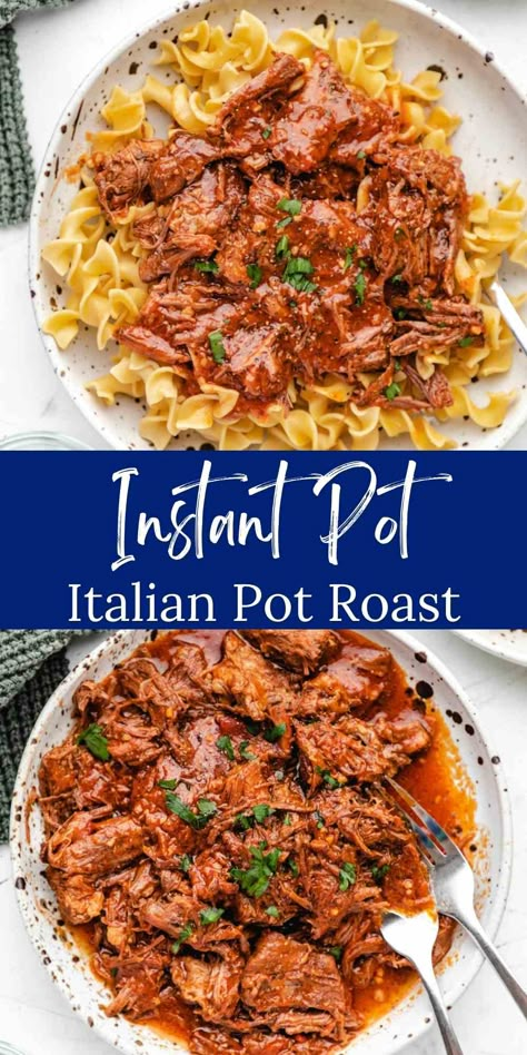 Instant Pot Pot Roast Recipes, Chuck Roast Insta Pot Recipes, Italian Roast Beef Instant Pot, Instant Pot Italian Pot Roast, Italian Pot Roast Instant Pot, Pot Roast Spaghetti, Chuck Roast Dinner Ideas Instant Pot, Instant Pot English Roast Recipes, Chuck Shoulder Roast Recipes Instant Pot