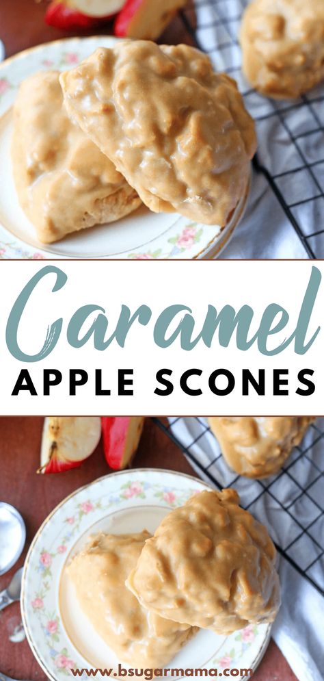 🍂 Embrace the taste of autumn with our irresistible Caramel Apple Scones. Soft, buttery, and coated in caramel goodness - the ultimate Fall treat! #CaramelAppleScones #FallFlavors #BakingDelights 🍁 Apple Scones Recipe, Apple Scones, Cinnamon Scones, Scones Recipe Easy, Scones Easy, Eat Something, Scones Recipe, Honeycrisp Apples, Caramel Topping