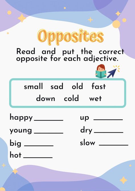 Esl Opposites Worksheets, Words Opposites Worksheet, Opposites Worksheet Kindergarten, Word Opposites Worksheets, Opposites Worksheet For Grade 2, Opposites Worksheet Grade 1, Opposite Adjectives Worksheets, Exercise For Kindergarten, Opposite Words For Kids