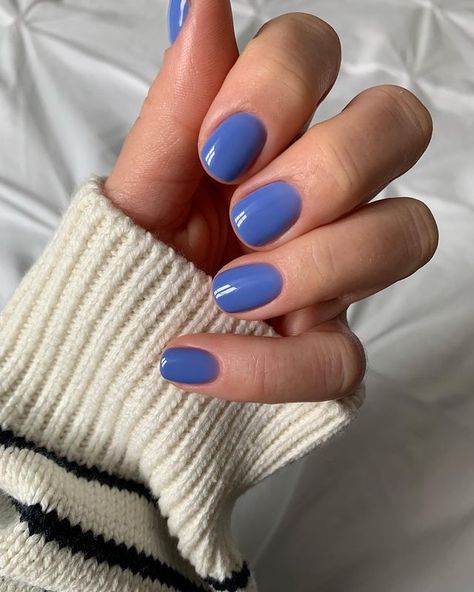 Blue Acrylic Designs, Acrylic Designs Ideas, Cornflower Blue Nails, Periwinkle Nails, Pastel Blue Nails, Grad Nails, Blue Gel Nails, April Nails, Simple Gel Nails