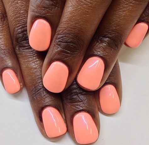 Coral Orange Nails, Nails Shape, Peach Nails, Orange Nails, Coral Orange, Nail Shapes, Holiday Nails, All Things Beauty, Short Nails